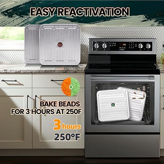 200 Gram 6 Pack Gun Safe Dehumidifier, Reusable Silica Gel Dehumidifier, Indicating Silica Gel Desiccant Canister (Orange to Green)