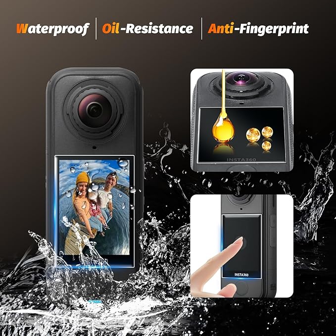 AMAZEAR Screen Protector for Insta360 X4 Air Accessories (3 Pack), Insta 360 X4 Air Tempered Glass LCD Display Film Screen Protective Cover, Ultra HD, 9H Hardness, Scratch Resistant