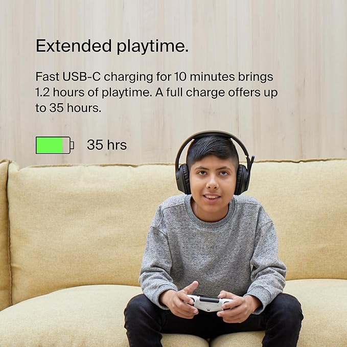 Belkin SoundForm Inspire Wireless Over-Ear Headset for Kids, Online Learning & Travel w/Built-in Microphone, 85dB Safe Volume Limit, 35H Battery - Compatible w/iPhone, iPad, Galaxy & More - Black