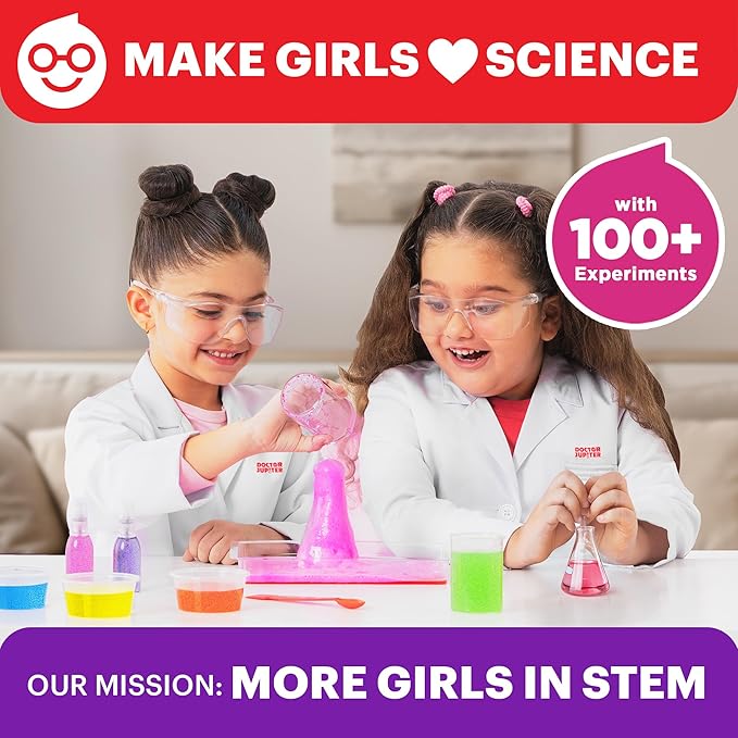 Doctor Jupiter Girls' First Amazing Science Kit for Kids Ages 4-5-6-7-8 | Birthday Gift Ideas for 4+ Year Old Girls | Learning & Educational Projects | STEM Toy with 100+ Experiments
