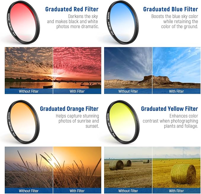 NEEWER 58mm Lens Filter Kit with Clip, CPL + ND32 + Starlight + 4 Graduated Colors, Compatible with iPhone 17 16 16e 15 14 Pro Max Canon Nikon Sony Camera