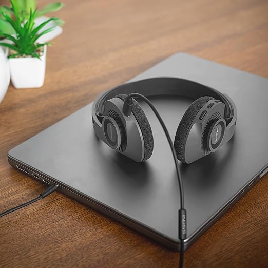 Koss KUSB-50 Analog Audio Pass Through Cord for KPH30 Wireless and Porta Pro Wireless, in-Line Microphone and Audio Remote, USB-C to 3.5mm, Black