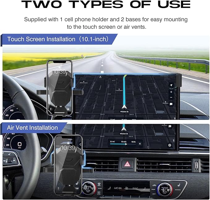 Audi Car Phone Holder for Audi A4/A5 2020+/Q5 2021+ Auto Accessories,Adjustable GPS Audi Cell Phone Mount,Hands Free Ultra Stable Phone Stand for All Phones【Only for 10.1" Screen】