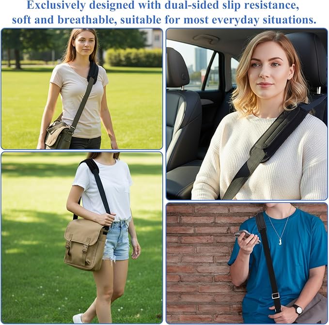 Shoulder Strap Cushion Universal Shoulder Strap Pad for Bags, Black Large Breathable Shock Absorption for Bag, Messenger Bags, Backpacks and Purse Non-Slip Thick Cushion with Foam