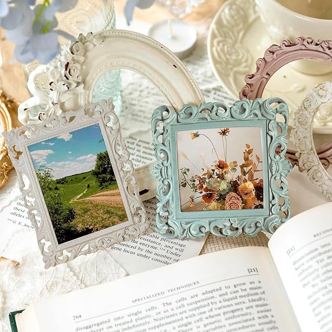 40Pcs Embossed Vintage Frames Scrapbook Decorative Paper, 4 Packs Small Photo Frame Card Cutouts for Card Making Junk Journaling Scrapbooking Supplies Notebook Photo Album Decor Non-Sticky