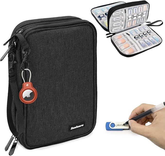 Zealearn Flash Drive Case, Thumb Drive Holder, USB Case Organizer,for SanDisk/SamData/Samsung USB Flash Drives Jump Drive Memory Stick, SD Card, Black (Black 48 Slots)