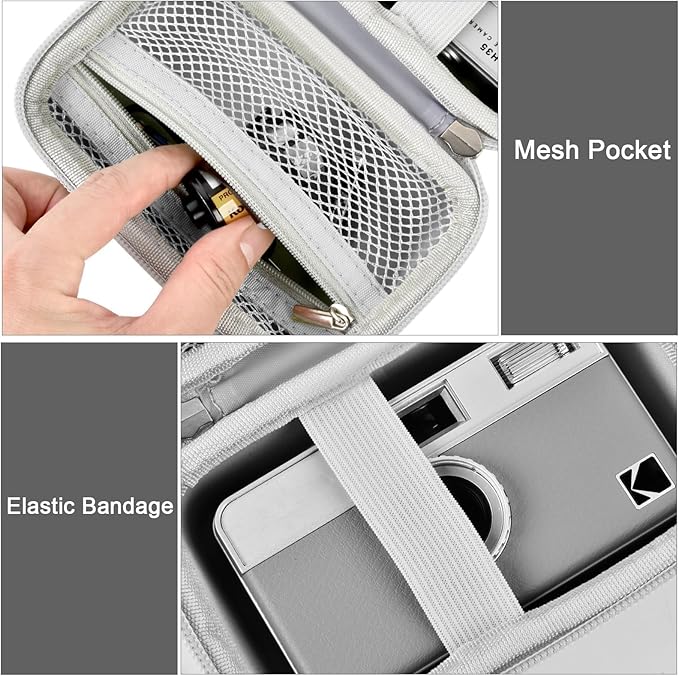 Grapsa Digital Camera Case Compatible with KODAK EKTAR H35 H35N Half Frame Film Camera, Storage Holder Organizer for Kodak Ultra F9 M35 M38 Paper Shoot kamera, 35mm Film Rolls (Box Only) -Grey