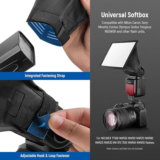 NEEWER Flash Diffuser Light Softbox 5" x 4", Universal, Collapsible with Storage Pouch Compatible with Canon Nikon Sony Godox Yongnuo NEEWER speedlight