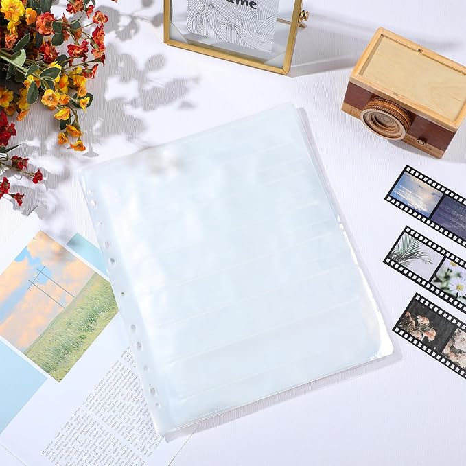 100 Pcs 35mm Film Negative Sleeves Film Binder Storage for 135 35mm Size Negative Page Preserver for Organizing