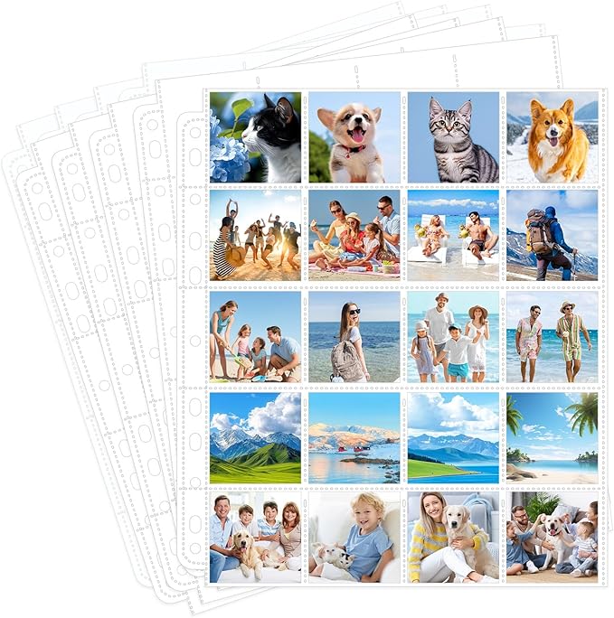 Aemygo 50 Pack Protective Photo Slide Pages Holds 20 35mm Slides, Top Loading Page Sleeves for 3 Ring Binder, Slide Flips Organizer Sheet Holds 1000, Clear Archival Slide Storage Album Preservers