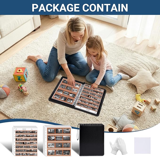 Acid Free Film Negative Storage Kit - 3 Ring Binder with 30 Pack 1260 Frames 35mm Negative Sleeves, 35mm Slide Storage Pages & 30 Pack 600 Pockets 120 Film Sleeves