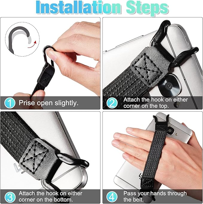 Weewooday 6 Pieces Mobile Phone Security Hand Strap Holder for 5.2-7.5 Inch Smartphones, Security Hand Grip Phone Accessory Universal Drop Prevention Elastic Bundle Grip Belt