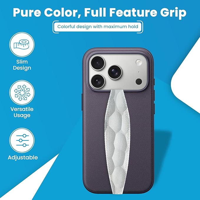 Switchbands Universal Phone Grip Strap – Customizable Phone Holder for Hand, Wireless Charging Safe Phone Handle Grip, Reuseable Phone Strap for iPhone, Samsung & Android Cases - Neon Orange