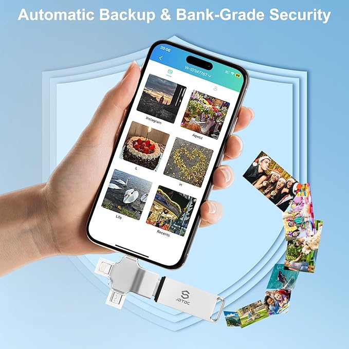 Photo-Stick 256GB | Truly Automatic-Backup-USB-Drive for iPhone iPad Android PC Mac | Multi-Port Flash Drive for All Devices | Multi-Device Backup & Transfer Thumb-Drive Picture-Saver-Memory-Stick