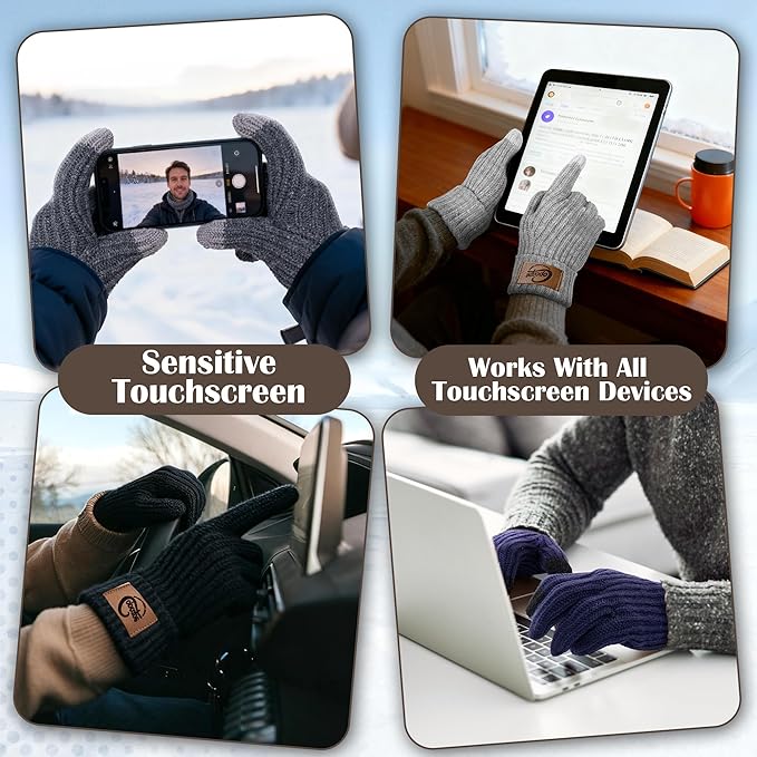 Copcape Winter Gloves for Men Women, Mens Gloves for Cold Weather Warm Thermal Fleece Lined Touchscreen Fingers for Outdoor