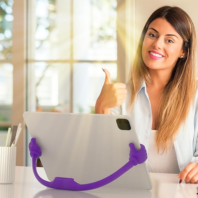 Honsky Adjustable Tablet Stand, Portable Phone Holder for Desk Bed - Multi-Angle Drawing Stand Compatible with All Tablets (Purple)