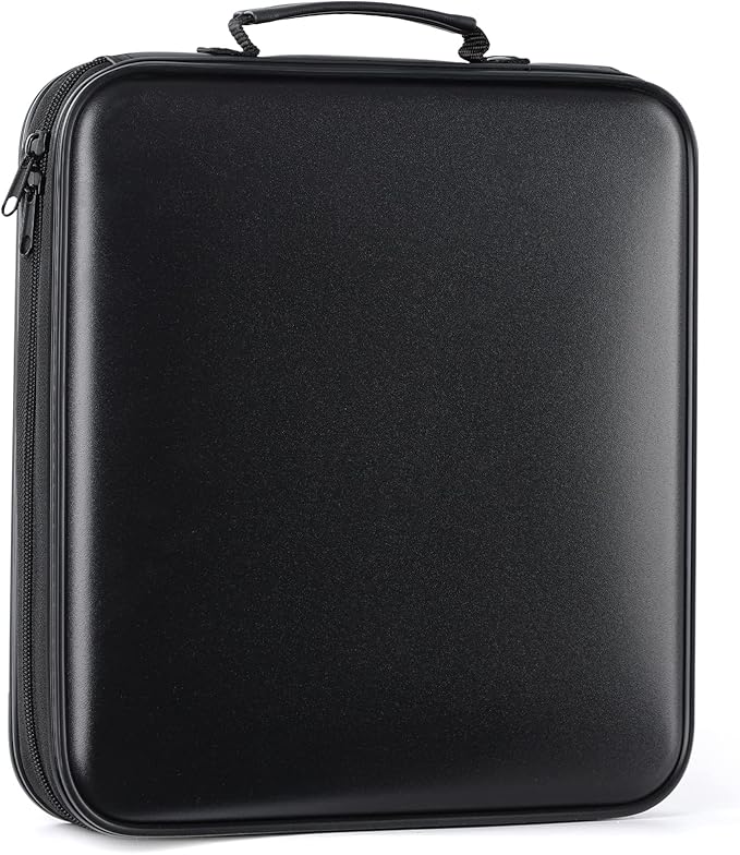 DVD Storage CD Case Holder: 160 Capacity CD Sleeves Black Disc Cases Binder for Car - CD Hard Organizer Box - Large DVD Wallet for Movie/Music/Game & Portable CD Book