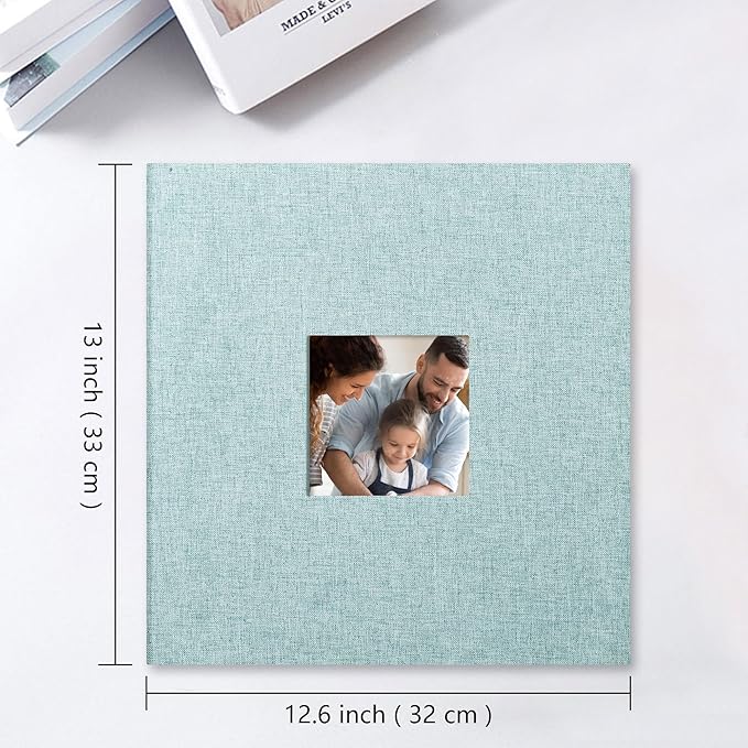 Vienrose Large Photo Album Self Adhesive for 4x6 8x10 10x12 Pictures Linen Scrapbook Album DIY 60 Blank Pages with A Metallic Pen