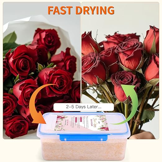 Aboofx 5LBS Silica Gel Flower Drying Kit, Reusable Color Indicating Flower Drying Silica Gel Crystals with Airtight Container, Brush, Ice Scraper & Gloves, DIY Flowers Preservation Kit for Art Craft