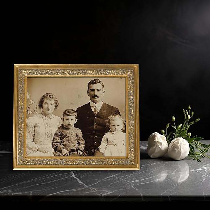 VIOLABBEY 8x10 Picture Frame Gold, Vintage Photo Frames Ornate without Mat for Tabletop or Wall Hanging