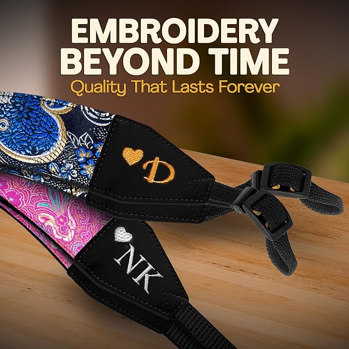 Art Tribute Camera Strap for All DSLR and Mirrorless Cameras. Add Your Name Or Initials Make It a Personalized Gift