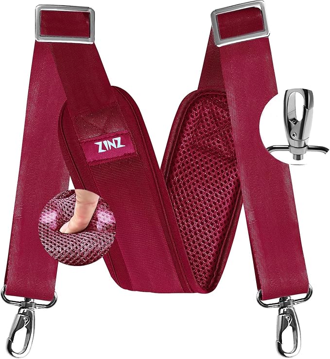 ZINZ 77 Inch Shoulder Strap Univesal Bag Strap with Fixed Pad Ultra Thick Plus Long & Breathable Cushion, Replacement Strap for Bags,Red