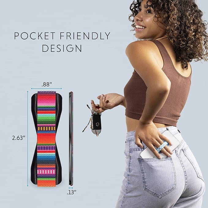 LOVEHANDLE Universal Phone Grip for Smartphones & Mini Tablets - Phone Holder for Hand - Wireless Charging Compatible - Made in The USA - Serape