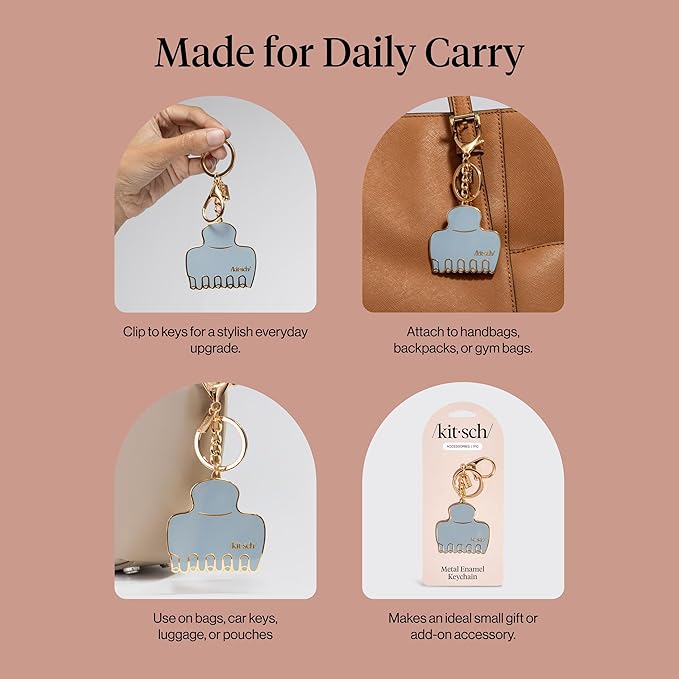 Kitsch Cute Keychain For Car Keys- Bag Charm for Handbags | Premium Zinc Alloy, Enamel Paint | Durable, Lightweight, Stylish Kawaii Keychain Charm, Teen Girl Gifts Trendy Stuff- Hair Clip in Haze Blue