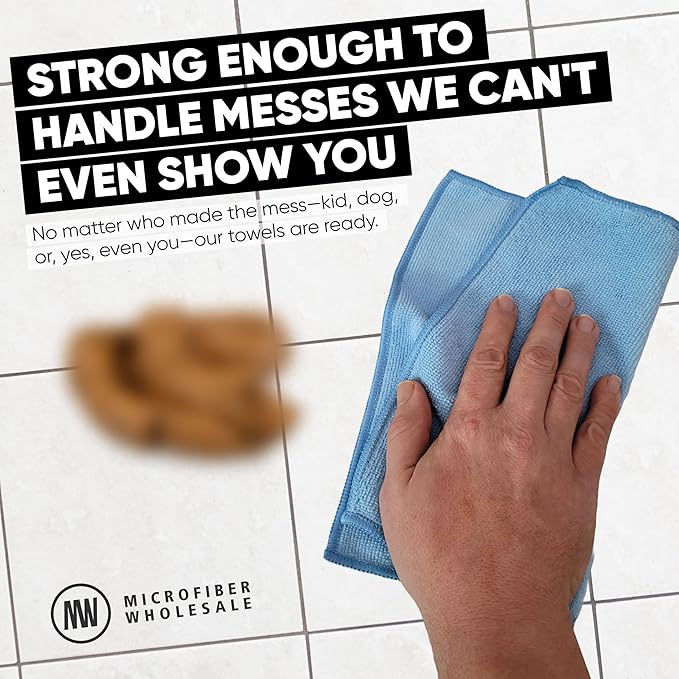 Gray Microfiber Cleaning Cloth - 12 Pack | Better Quality All Purpose Towels | Great for Messes in The Home | Clean, Dust, Polish | Soft, Absorbent, Durable | Wash 100s of Times