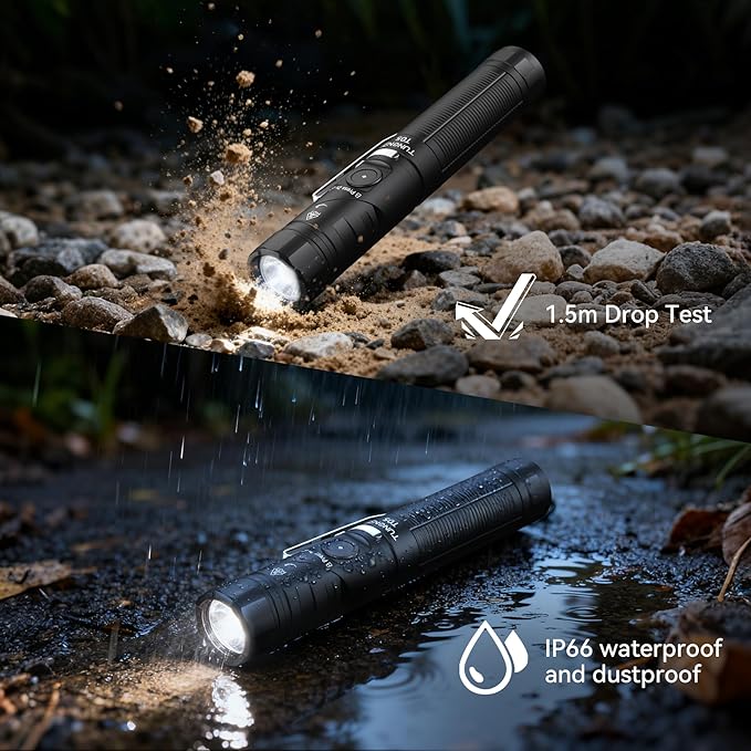 TO5 EDC Tactical Flashlight Rechargeable, 1500 High Lumen 90 Degree Work Light with Magnet, 6 Mode Super Bright Small LED FLA shlight for Work Maintenance, Outdoor, and Emergency Situations