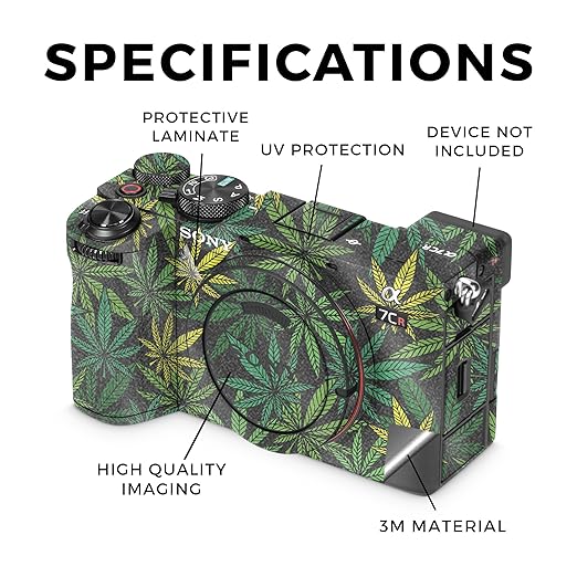 Glossy Glitter Camera Skin Compatible with Sony Alpha 7CR Camera (2023) - Cannabis Culture - Premium 3M Vinyl Protective Wrap Decal Cover - Easy to Apply | Crafted in The USA by MightySkins