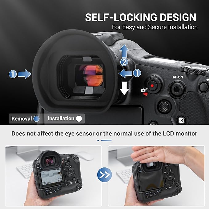 JJC ER-1 Extended Eyecup Eyepeice Viewfinder for Canon EOS R1 Camera, Soft Silicone Eye Cup Replaces Canon ER-i, Provides Comfortable Viewfinding