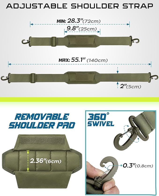 WYNEX Shoulder Strap Pad for Tactical Pouch, Universal Bag Strap with Detachable Thick Pad Single Shoulder Straps Replacement