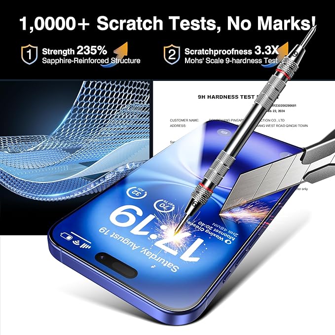 EZ-GLAZ- 4 Pack for iPhone 16 Plus Screen Protector [6.7"] With 2 Pack Camera Lens Protector, 9H+ Hardness 12FT Military Grade Shatterproof Scratch Resistant Durable Tempered Glass Film with Flawless Fit Kit, HD Clear