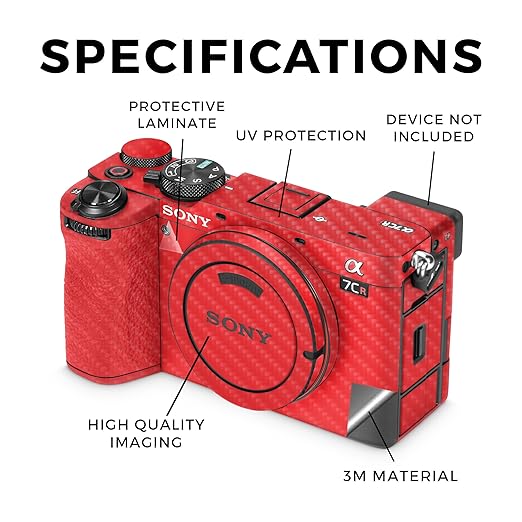 Carbon Fiber Camera Skin Compatible with Sony Alpha 7CR Camera (2023) - Solid Red - Premium 3M Vinyl Protective Wrap Decal Cover - Easy to Apply | Crafted in The USA by MightySkins