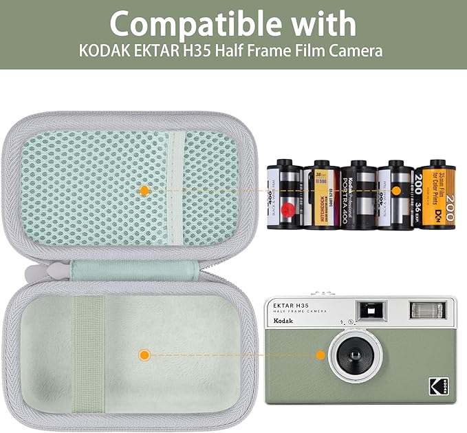 Camera Case for KODAK EKTAR H35/H35N/KODAK Snapic A1 Frame Film Camera,Carrying Case Holder for KODAK EKTAR H35/H35N/Kodak Snapic A1 Frame Film Camera and Accessories(Sage Case)