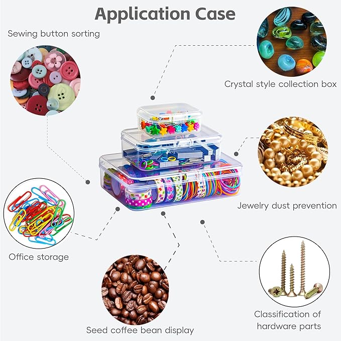 LJY 28 Pieces Mixed Sizes Rectangular Empty Mini Plastic Storage Containers With Lids For Small Items And Other Craft Projects Plastic Containers For Organizing Small Storage Containers