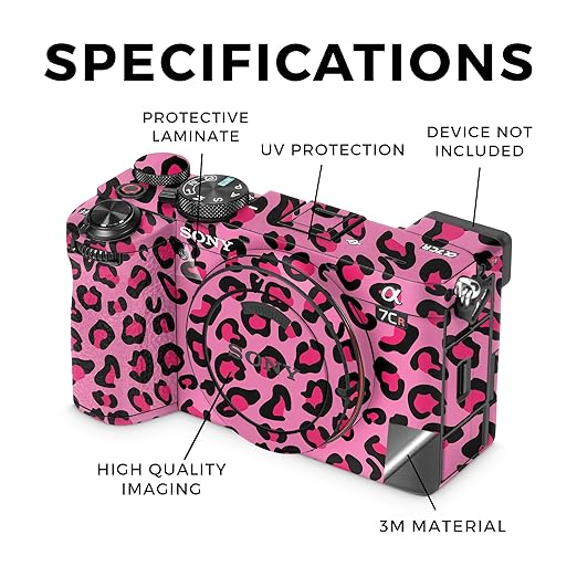 Camera Skin Compatible with Sony Alpha 7CR Camera (2023) - Pink Leopard - Premium 3M Vinyl Protective Wrap Decal Cover - Easy to Apply | Crafted in The USA by MightySkins