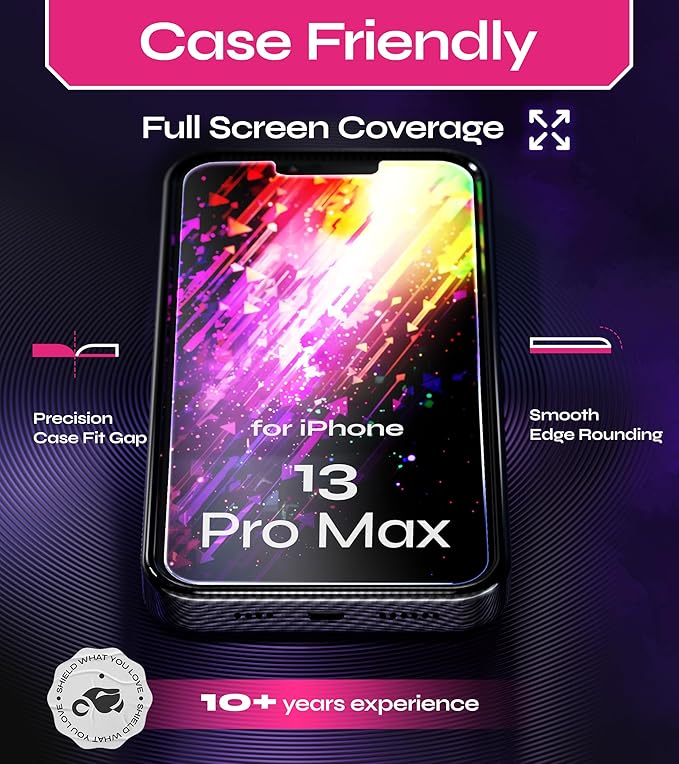 Defenslim Screen Protector for iPhone 13 Pro Max (2Pack), Easy Auto-Align Install Kit, 6.7" Tempered Glass, 9H Hardness, Ultra HD Clear, Case Friendly, EasyShield