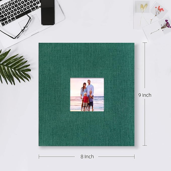Mublalbum Small Photo Album 4x6 200 Photos Linen Cover Picture Book with Horizontal Pockets for Wedding Family Anniversary and Baby (Dark Green)