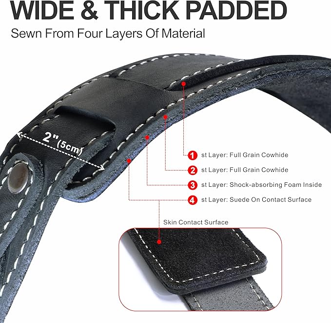 Padwa Lifestyle Black Frosted Dual Camera Harness Strap with Padded for Two Cameras -Full Grain Leather Dual Camera Harness,Multi Camera Gear for DSLR/SLR Strap,Double Camera Harness for Photographers