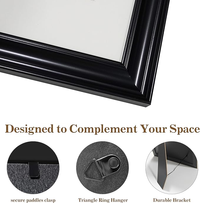 VIOLABBEY 4x6 Picture Frame Black, Vintage Photo Frames, Fits Pictures 3.5x5 with Mat or 4 x 6 without Mat, Display for Tabletop and Wall