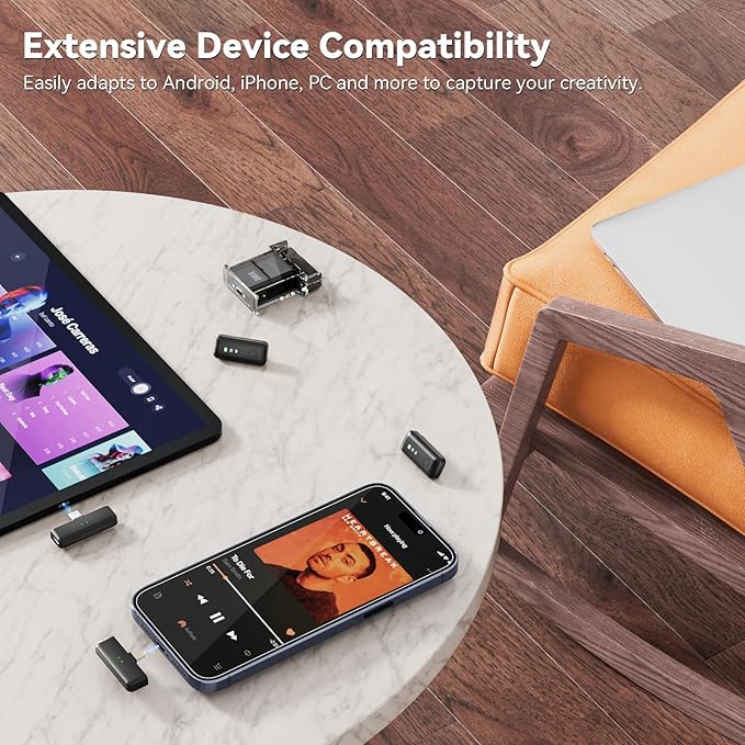 LEVN Wireless Microphone for iPhone/Android/PC, USB-C/Lightning Plug & Play, AI Noise Cancel, 328ft Range, 30H Battery Life with Charging Case, iPhone Microphone for TikTok, YouTube, Vlogging