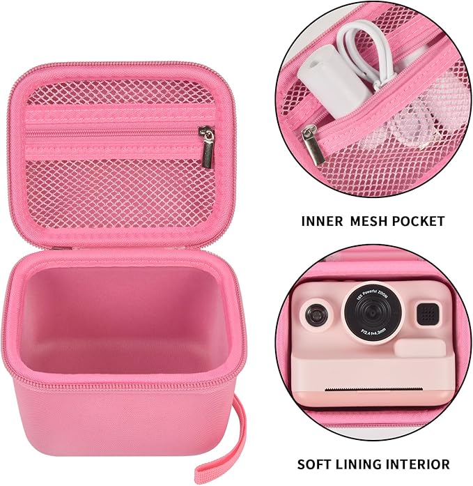 ANKHOH Case for Dylanto/for DUDUDRAGON/for Yehtta/for Gofunly/for LETSHAH Kids Camera Instant Print, 1080P Kid Cameras Storage Organizer Gifts Bag for Printing Paper and Toy Accessories,Pink-Only Box