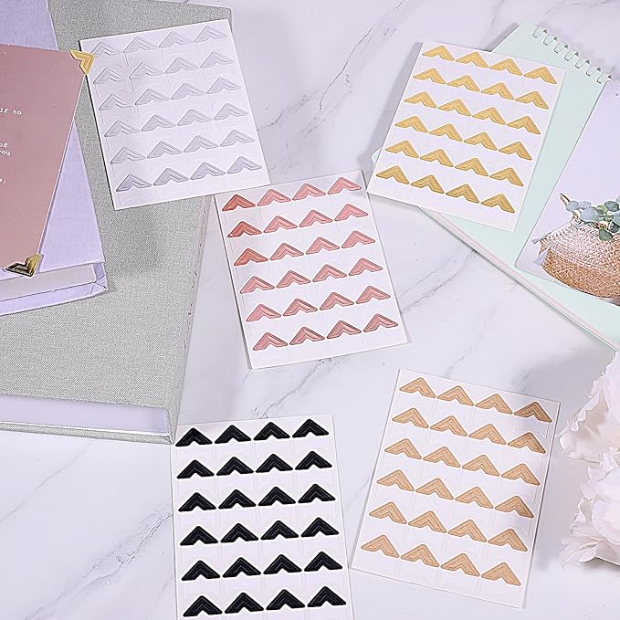 240 Pieces Photo Corner Stickers, Photo Corners for Scrapbooking Self-Adhesive Mounting Corners Photos Album Corner Protectors for DIY Scrapbook Album Journal
