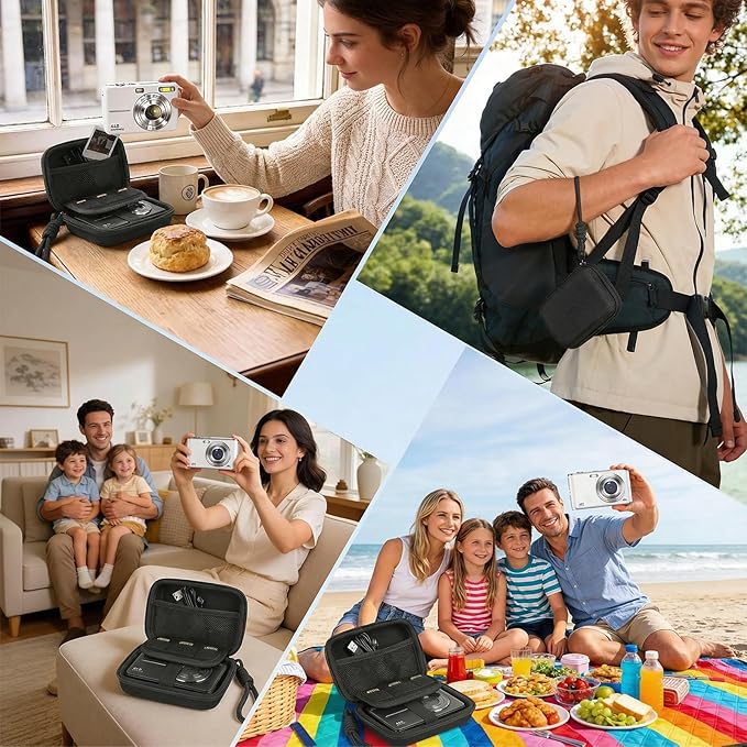 Roseliya Digital Camera Case Compatible with CAMKORY Digital Point and Shoot/for KODAK PIXPRO FZ45/55 16MP Vlogging/for VAHOIALD FHD 1080P/for IWEUKJLO/for Nsoela, Holder for SD Card More (Black)