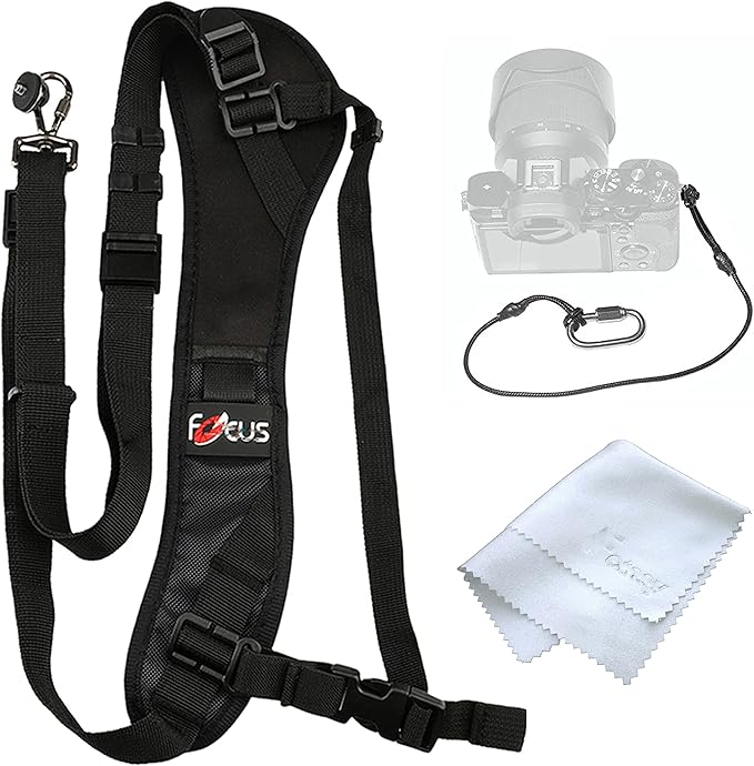 Fotasy Ergonomic Design Camera Sling Strap, Adjustable Camera Neck Strap, w/Quick Release and Safety Tether, Compatible with Canon Fujifilm Nikon Olympus Panasonic Pentax Sony Cameras