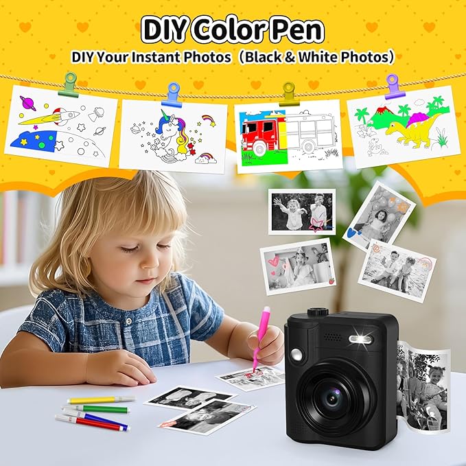 Kids Camera Gifts for Girls Boys - Christmas Birthday Xmas Gift for Girl Boy Age 3 4 5 6 7 8 9 10 11 12 Year Old - Instant Print Digital Toys Ages 3-5 6-8 8-12 Years Olds - Toddler Learning Kid Toy