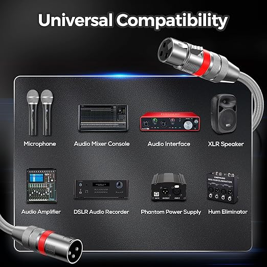 Bietrun XLR Cables 25FT 2 Packs, Premium Heavy Duty Balanced Microphone Cable 25 Feet, with 3-Pin XLR Male to Female Microphone Compatible with Microphones, Mixer, Speaker Systems, Preamps and More