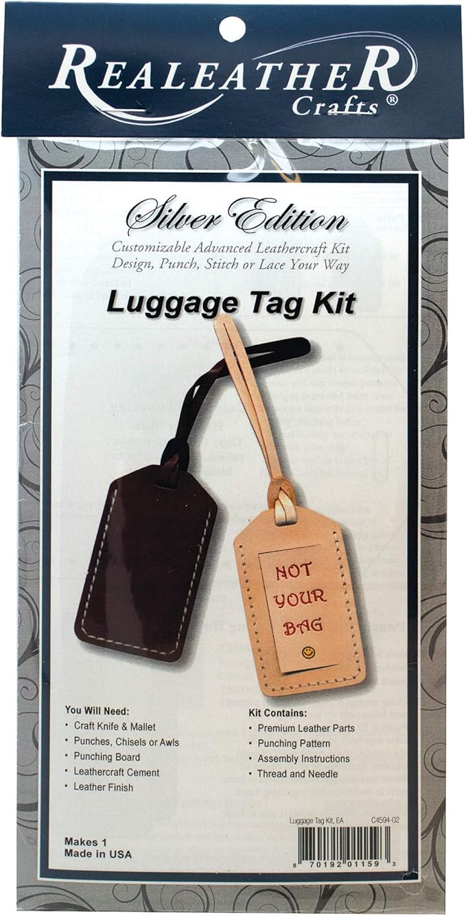 Realeather Luggage Tag Leathercraft Kit, Natural